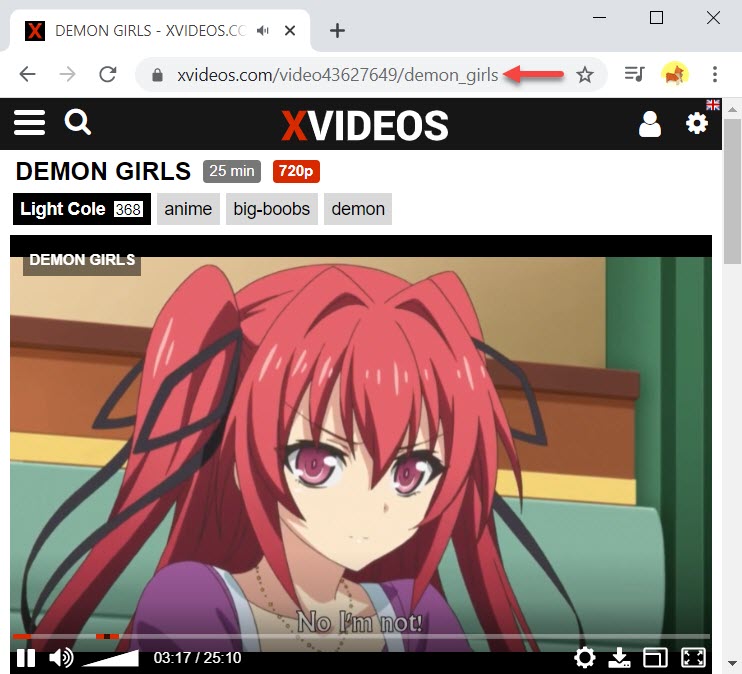 Copy URL from XVideos