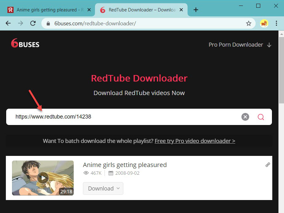 Paste RedTube URL to search for porn