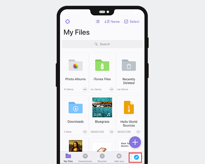 Built-in browser of Documents by Readdle