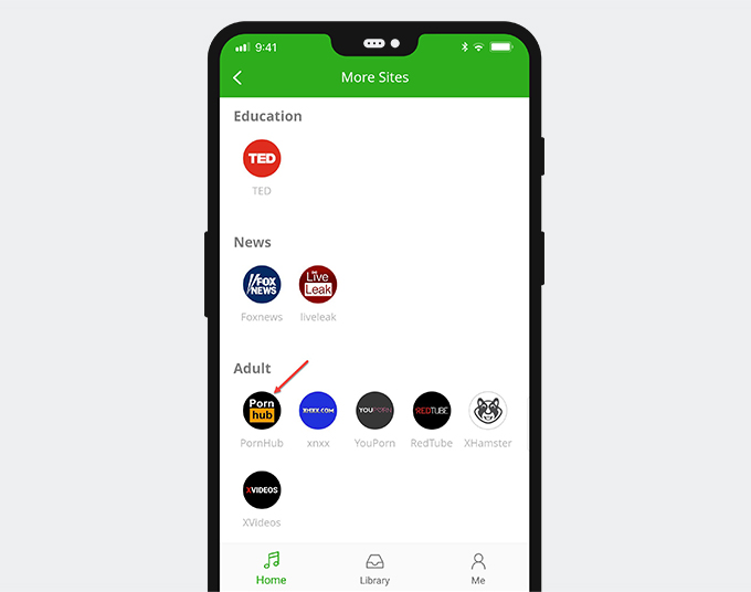 Access Pornhub on 6Buses video downloader
