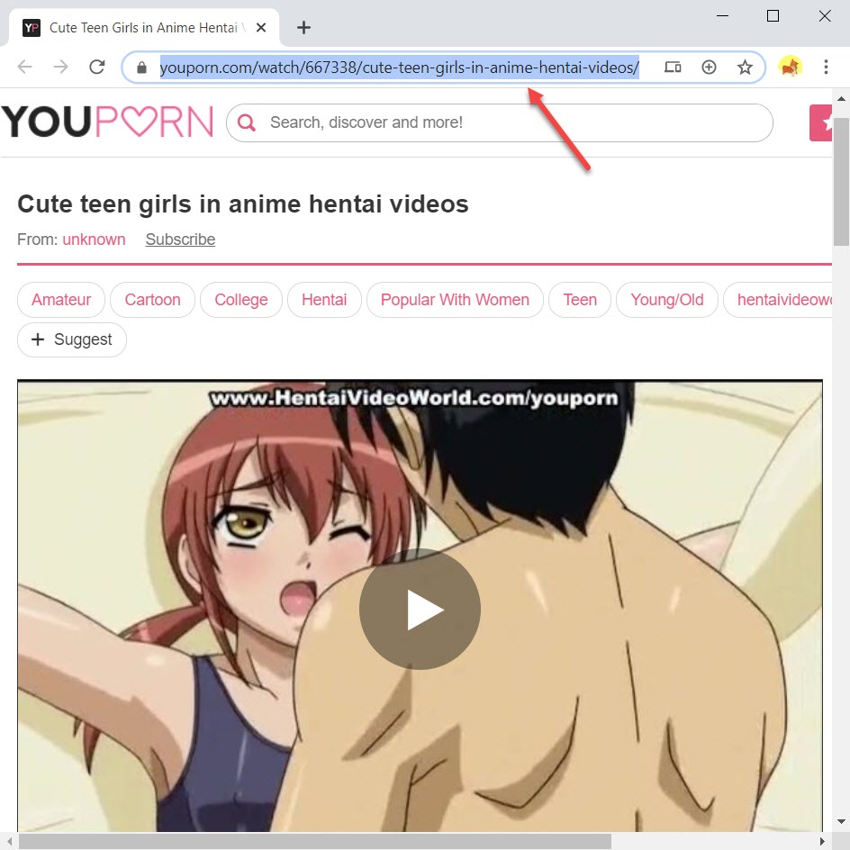 Copy URL from YouPorn