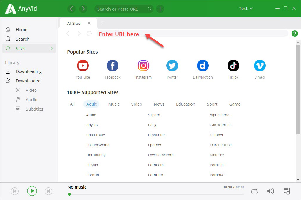 Visit porn sites with a built-in browser