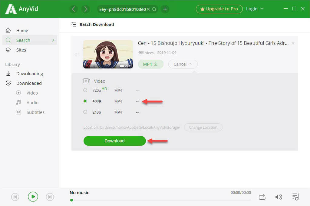 Select an option to download